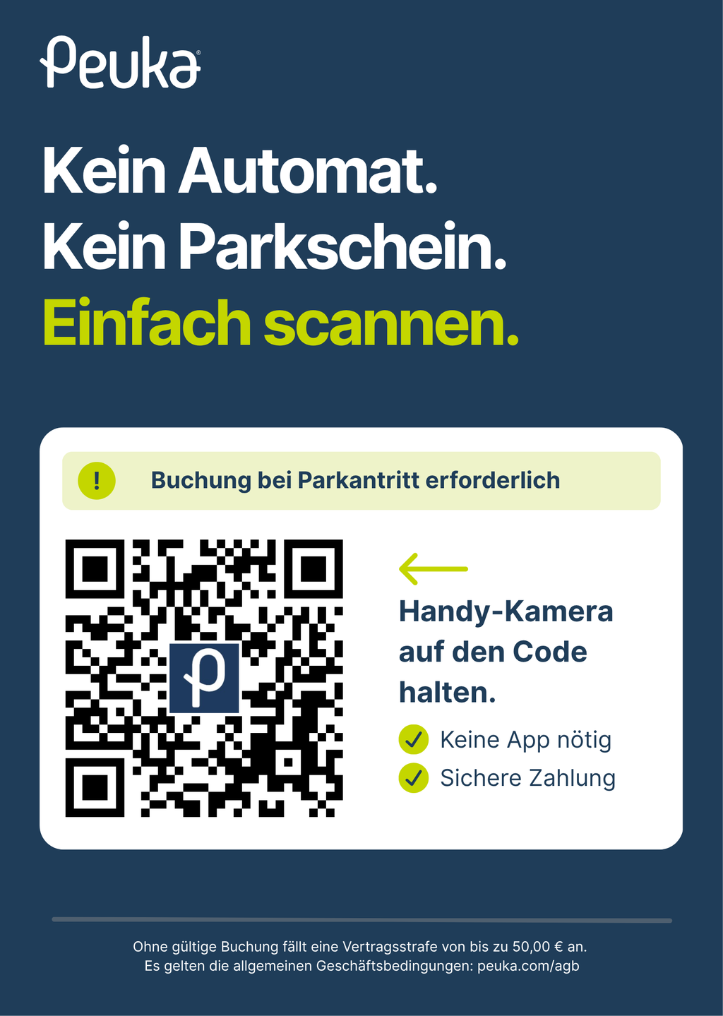 Universal Parkplatz-Schild